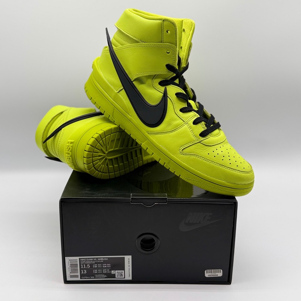 Nike Dunk High Ambush Mens11.5 Flash Lime Atomic Green Black **Like New W/Box**